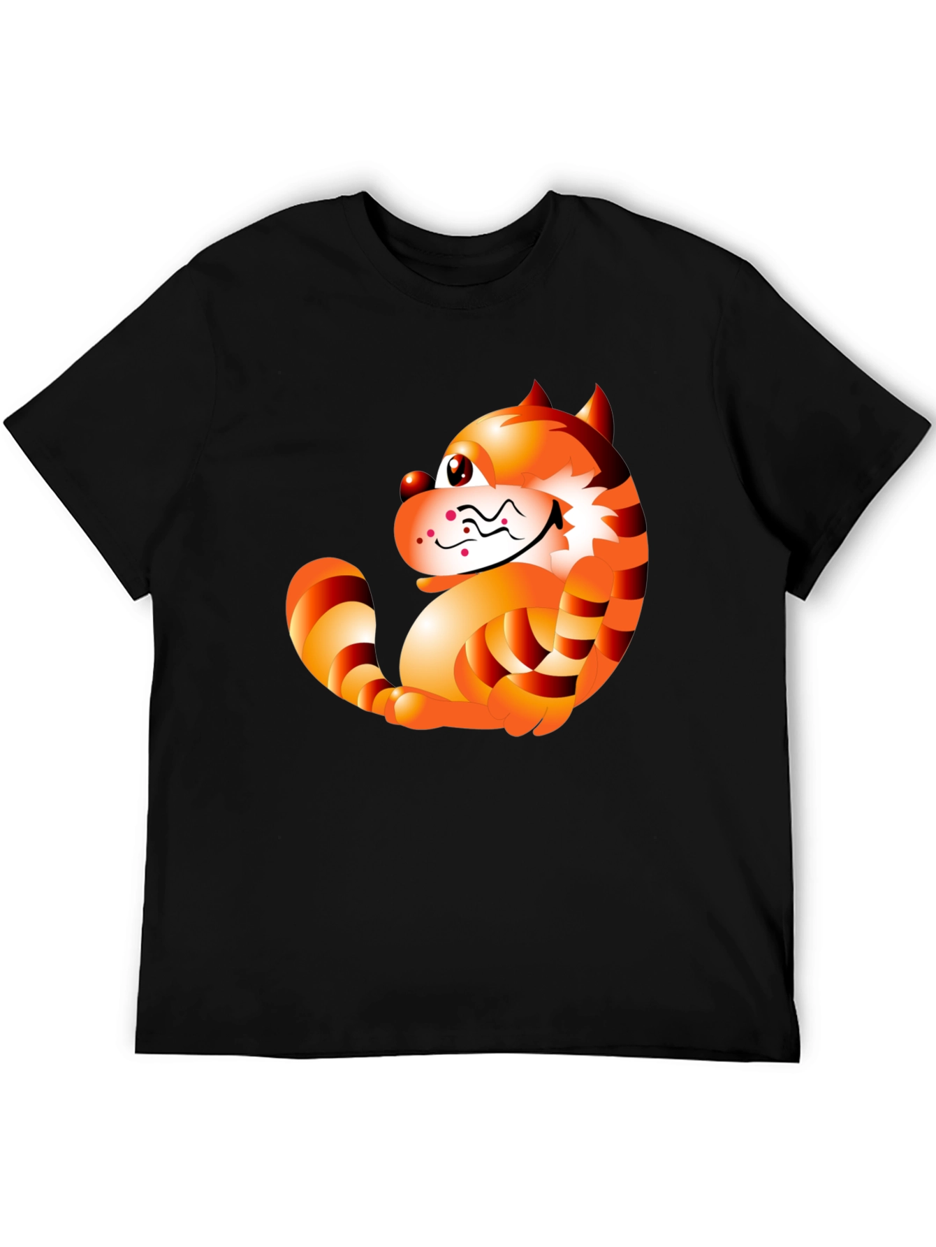 Cartoon Cat Graphic Tee - Stylish Black T-Shirt