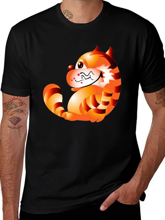 Cartoon Cat Graphic Tee - Stylish Black T-Shirt