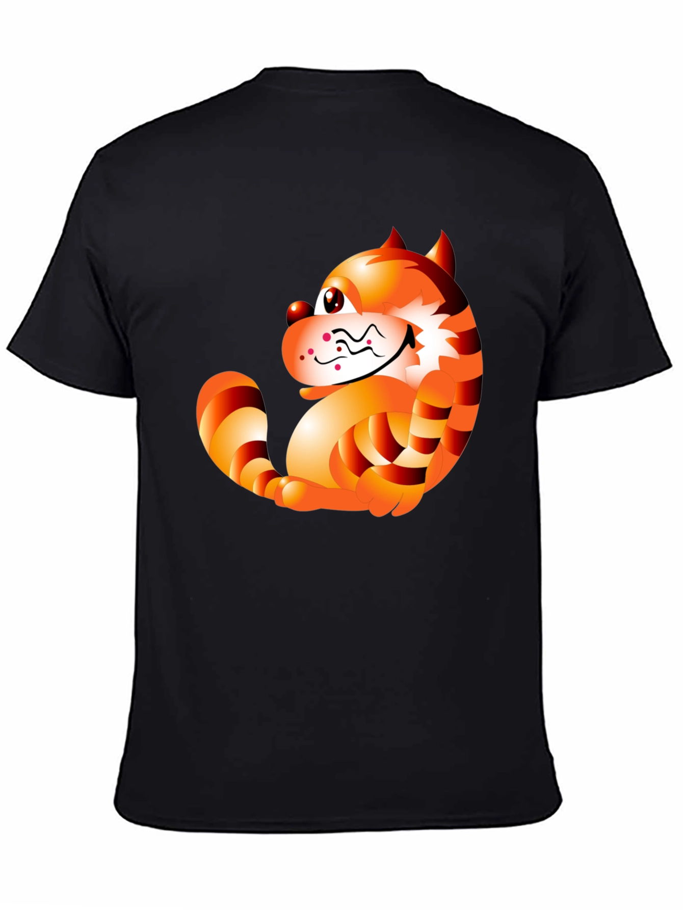 Cartoon Cat Graphic Tee - Stylish Black T-Shirt