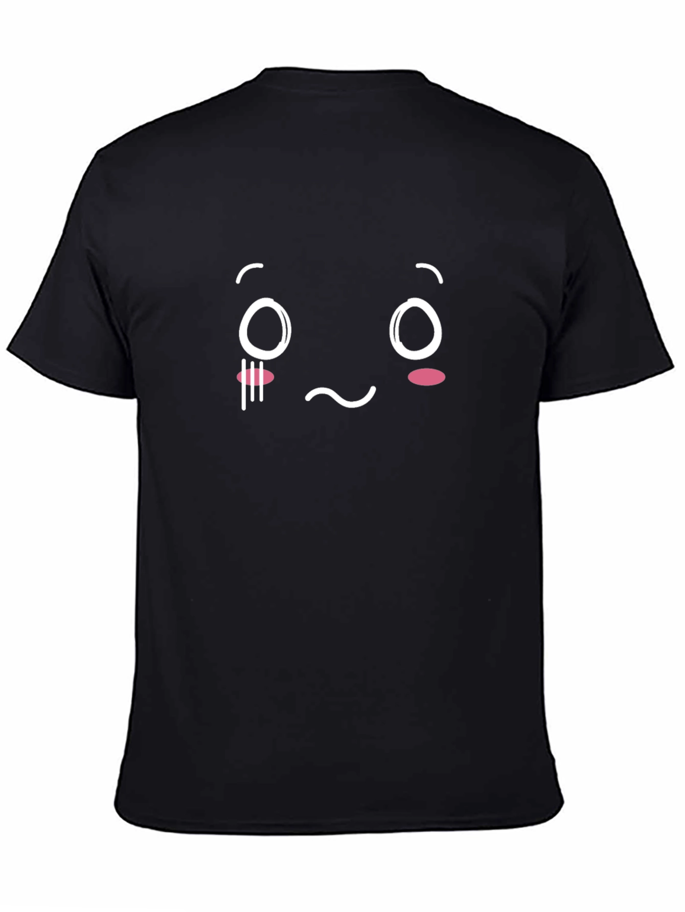 Sad Face Graphic T-Shirt - Black Cotton Blend