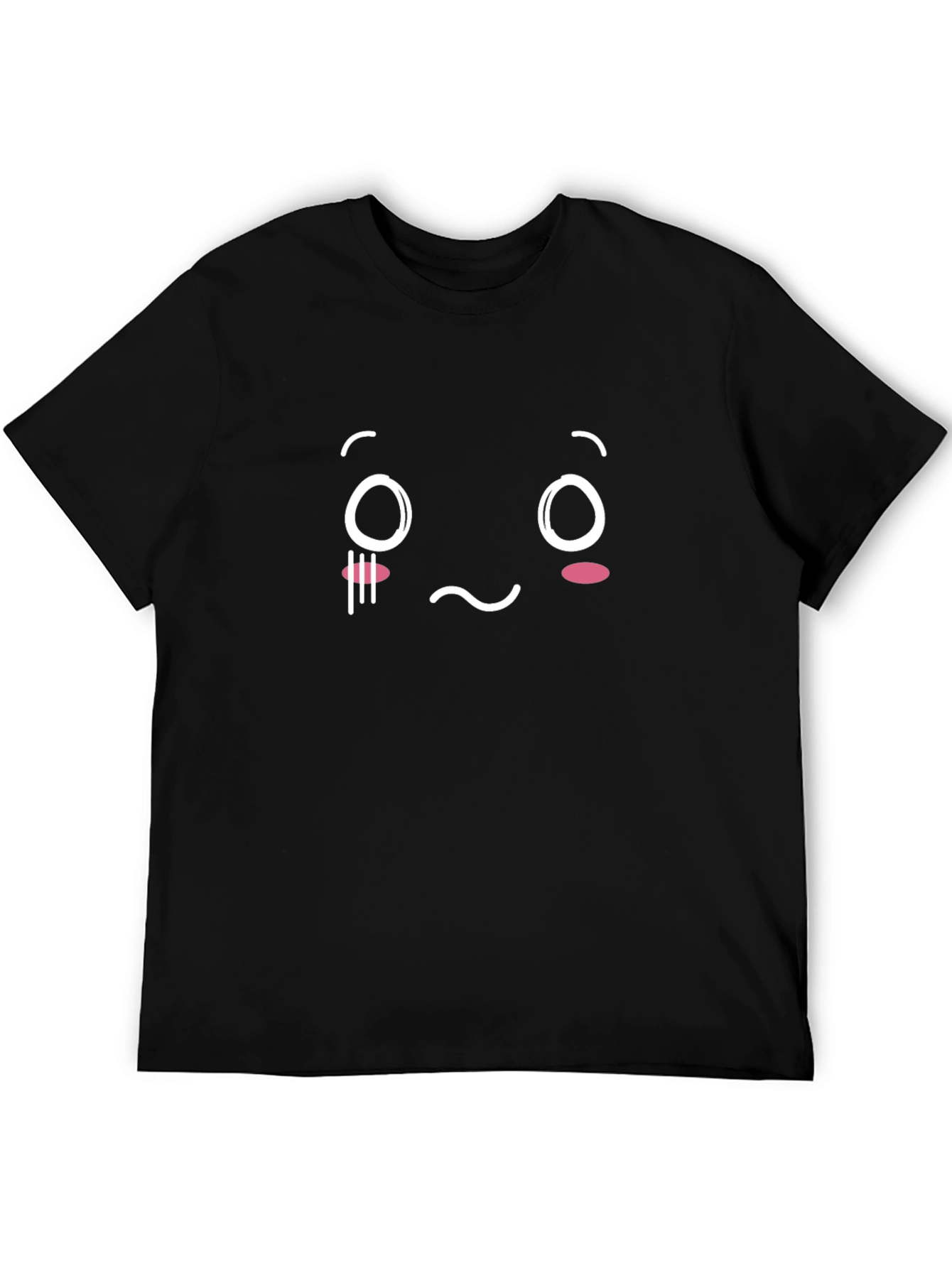Sad Face Graphic T-Shirt - Black Cotton Blend