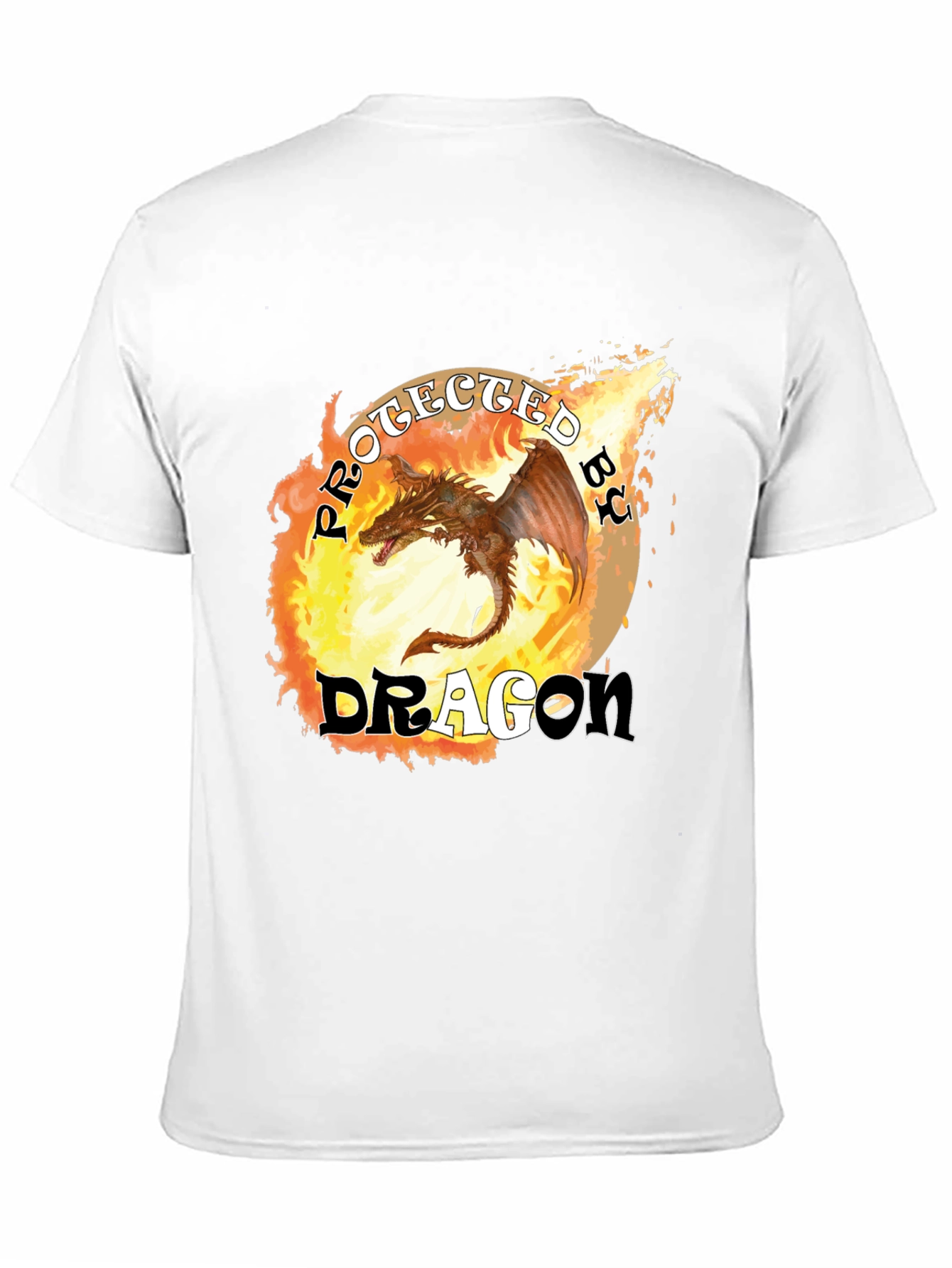 Protected by Dragon T-Shirt: Fiery Design