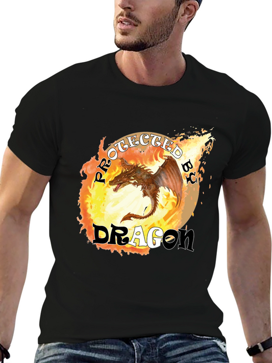 Protected by Dragon T-Shirt: Fiery Design