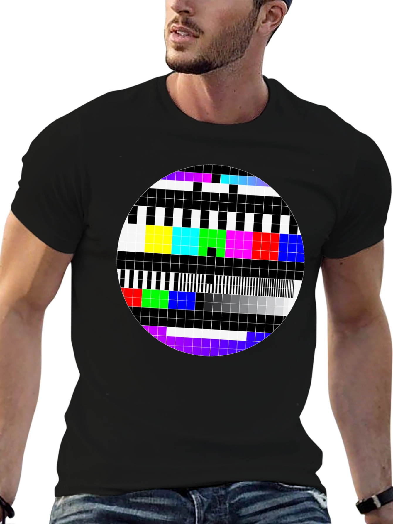 Retro TV Test Pattern Graphic Tee - Classic Design