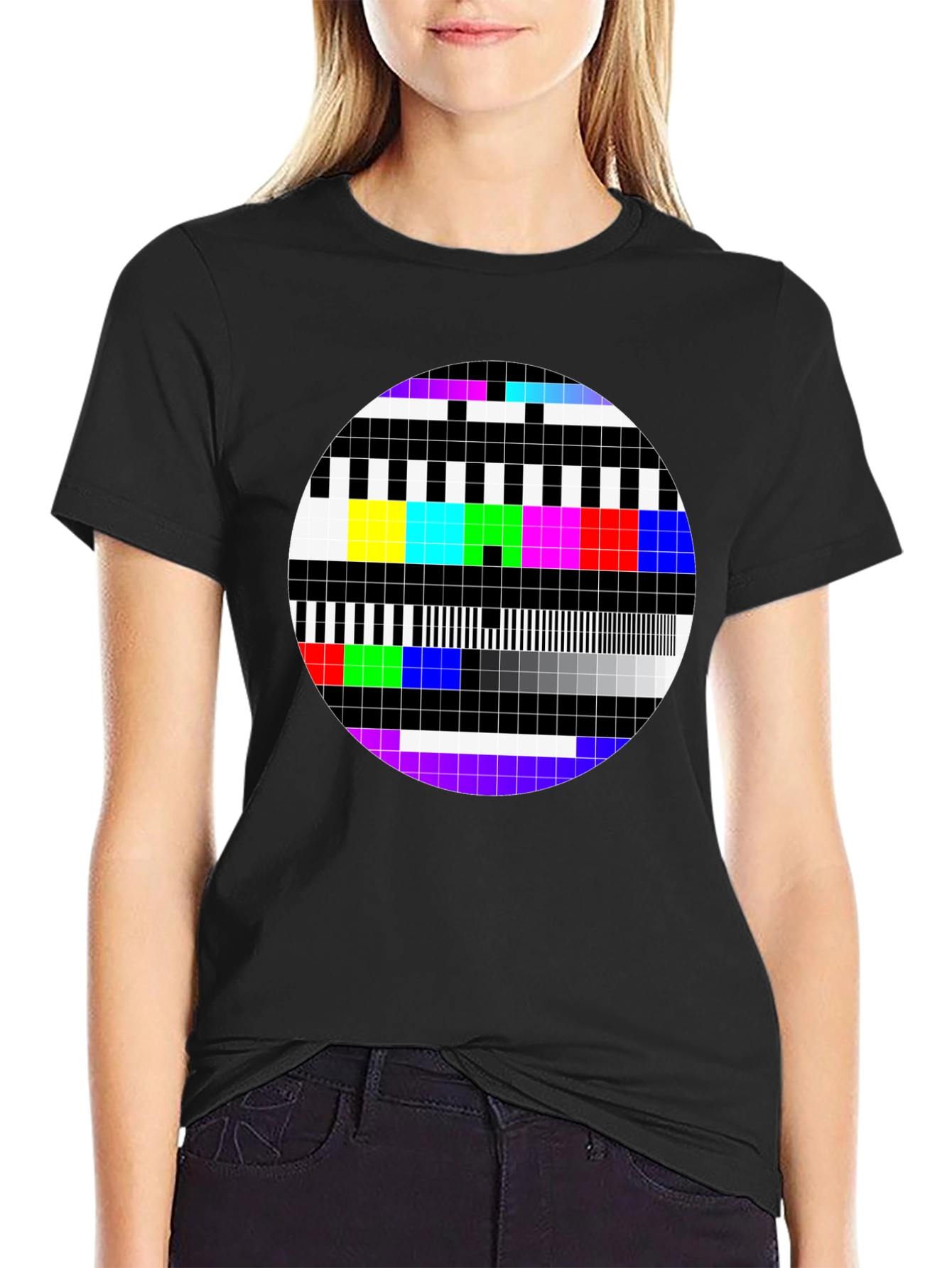 Retro TV Test Pattern Graphic Tee - Classic Design