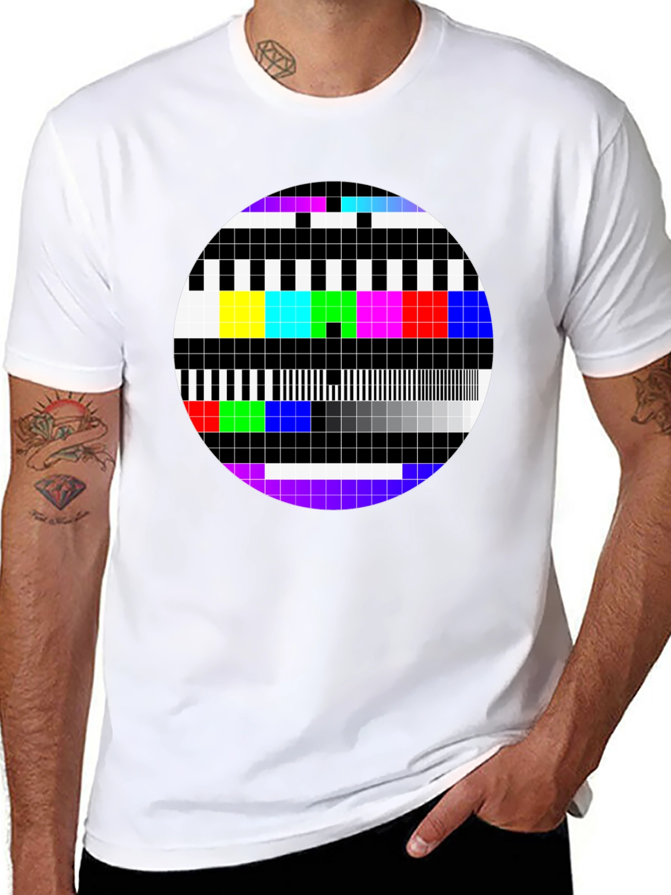 Retro TV Test Pattern Graphic Tee - Classic Design