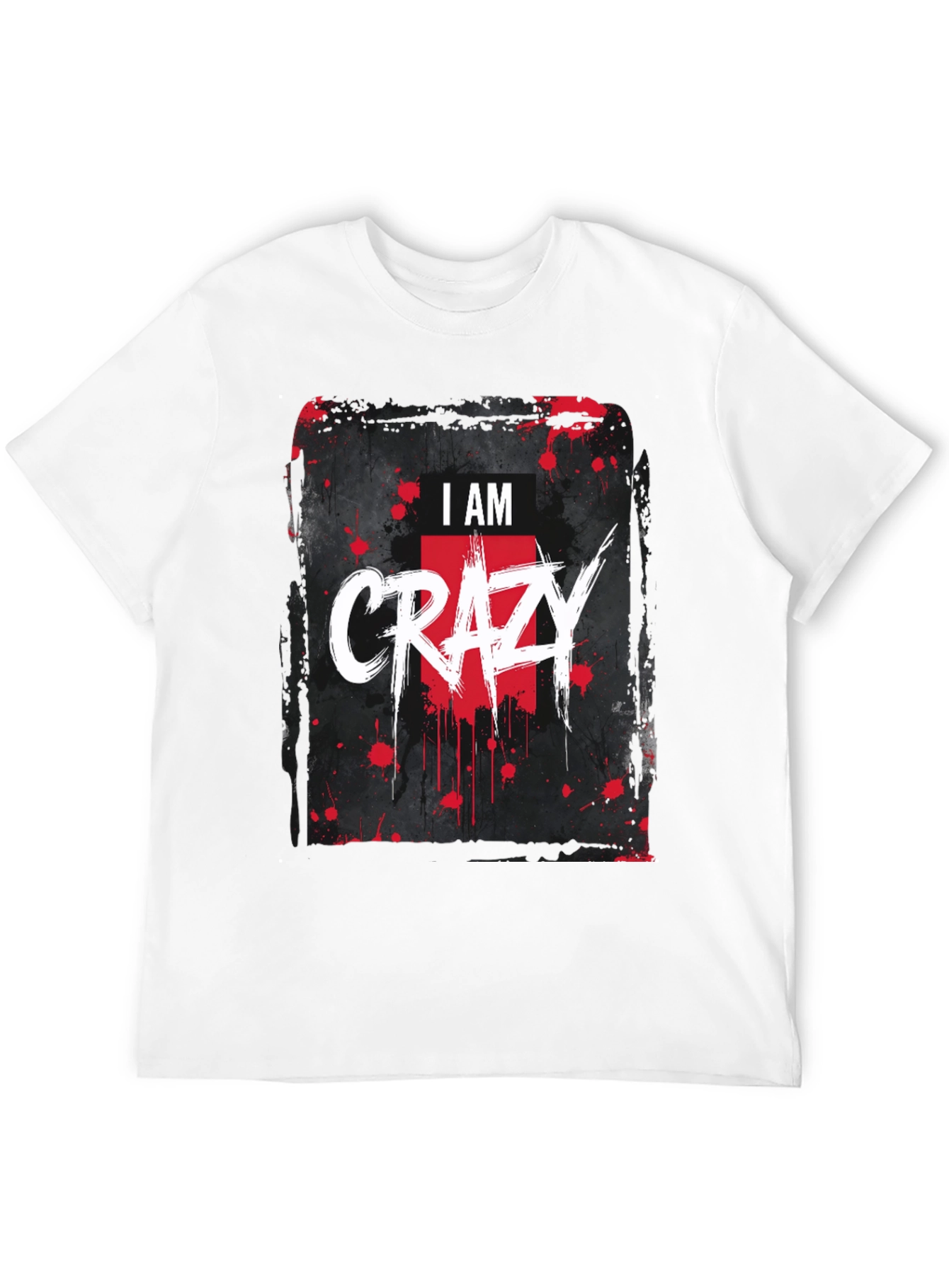 I AM CRAZY Graphic Print Black T-Shirt