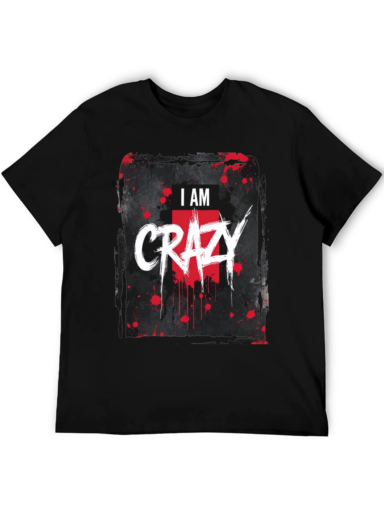 I AM CRAZY Graphic Print Black T-Shirt