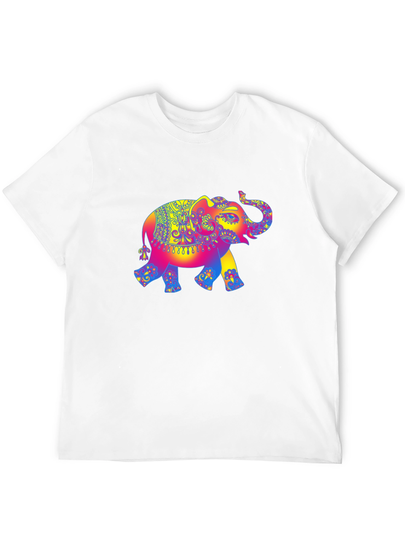 Psychedelic Elephant Graphic Tee - Black Cotton T-Shirt