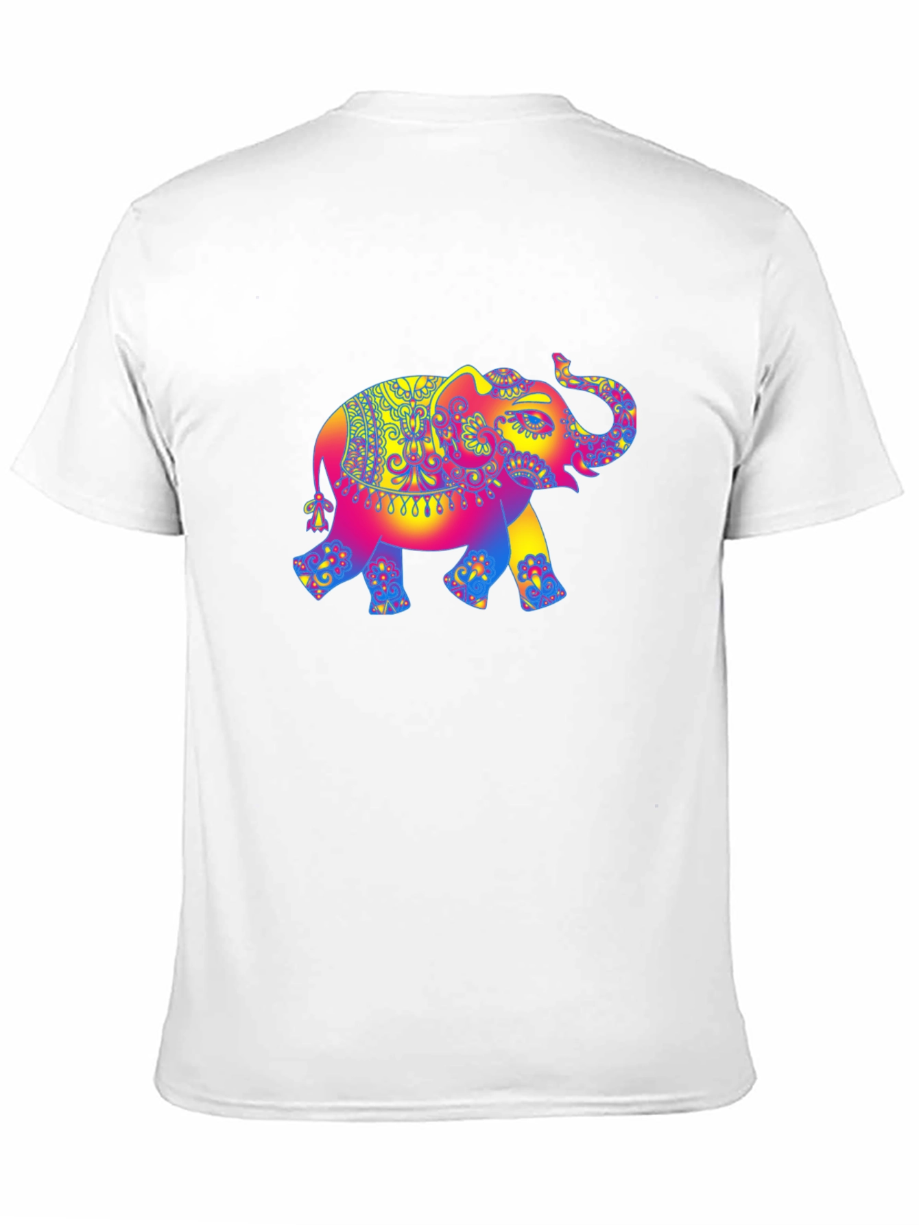 Psychedelic Elephant Graphic Tee - Black Cotton T-Shirt