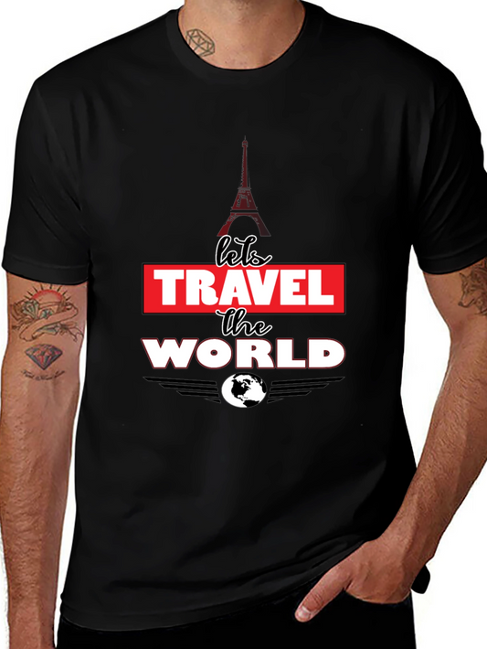 Lets Travel the World T-Shirt - Eiffel Tower Design