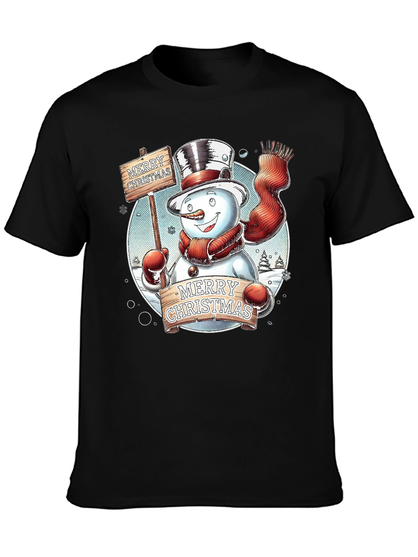 Festive Snowman Merry Christmas Graphic Tee