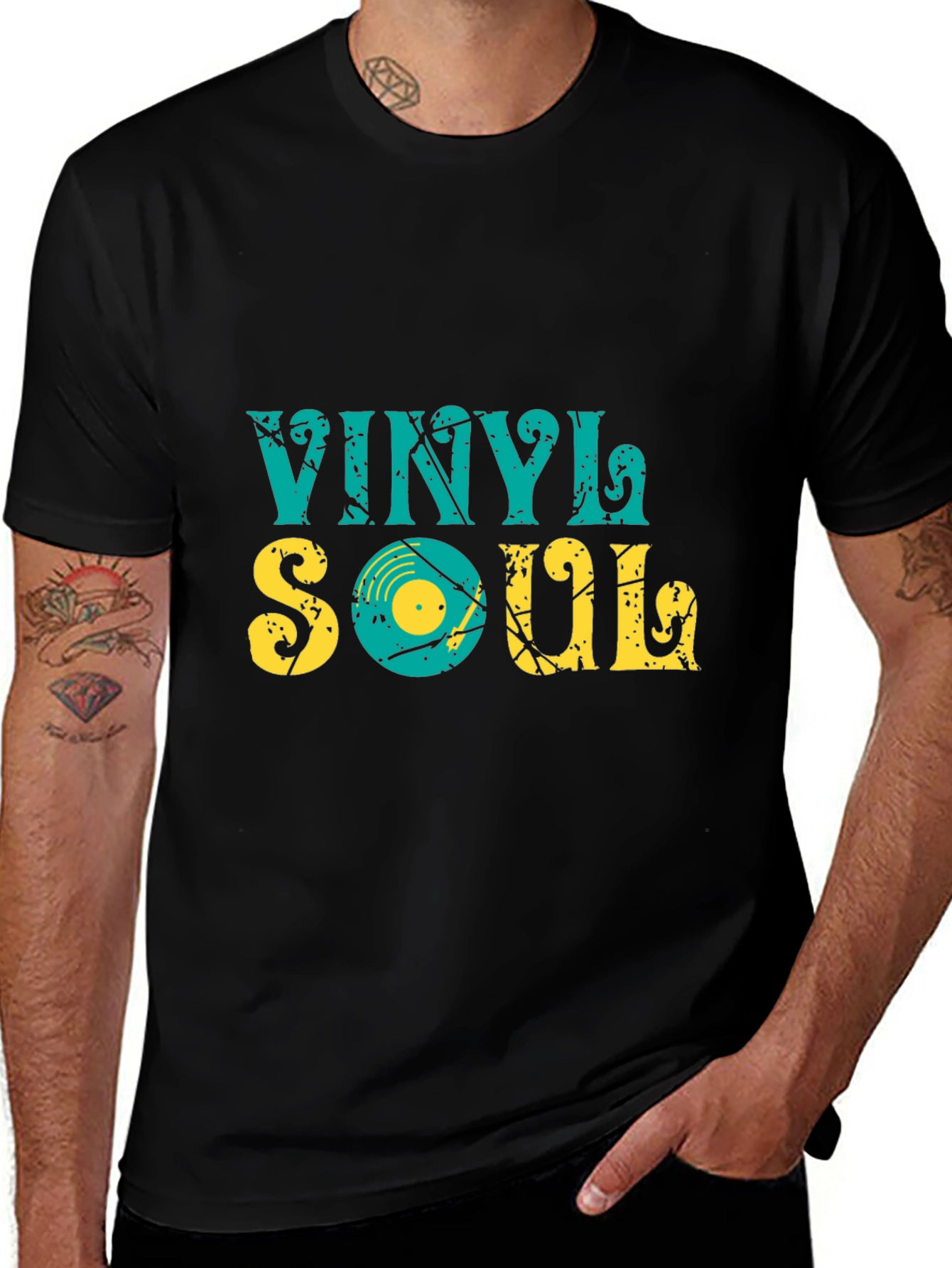 Vinyl Soul Black T-Shirt - Retro Music Tee