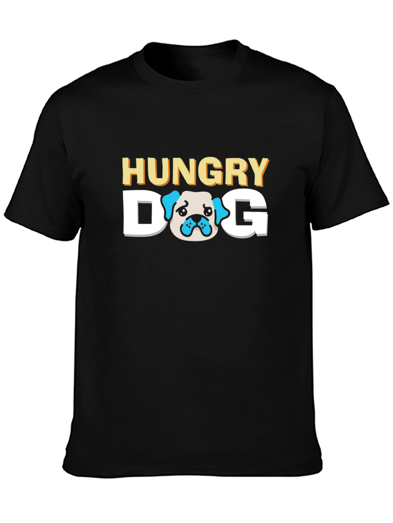Hungry Dog Graphic Tee - Black Cotton T-Shirt