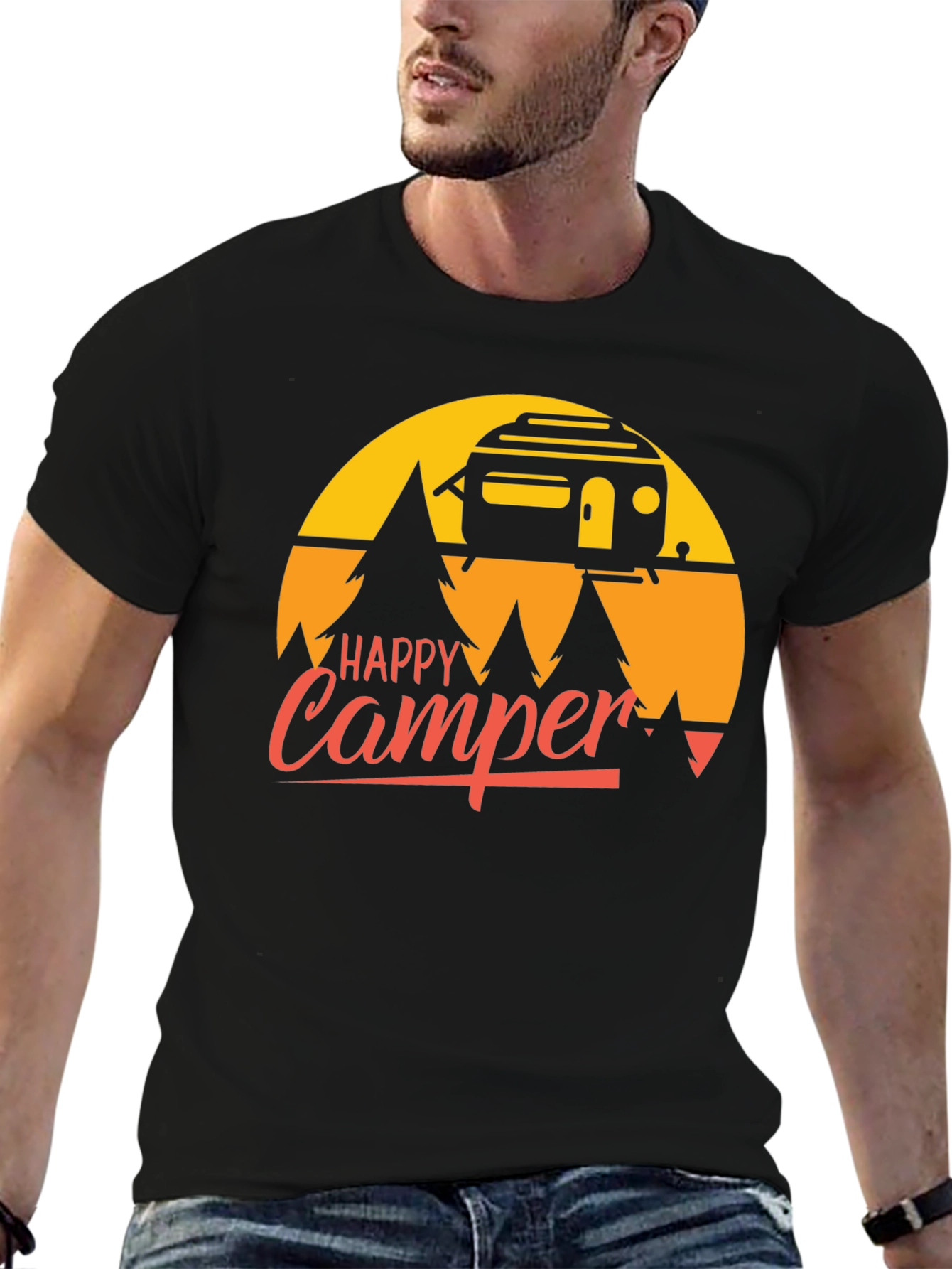 Happy Camper T-Shirt - Retro Camping Graphic Tee