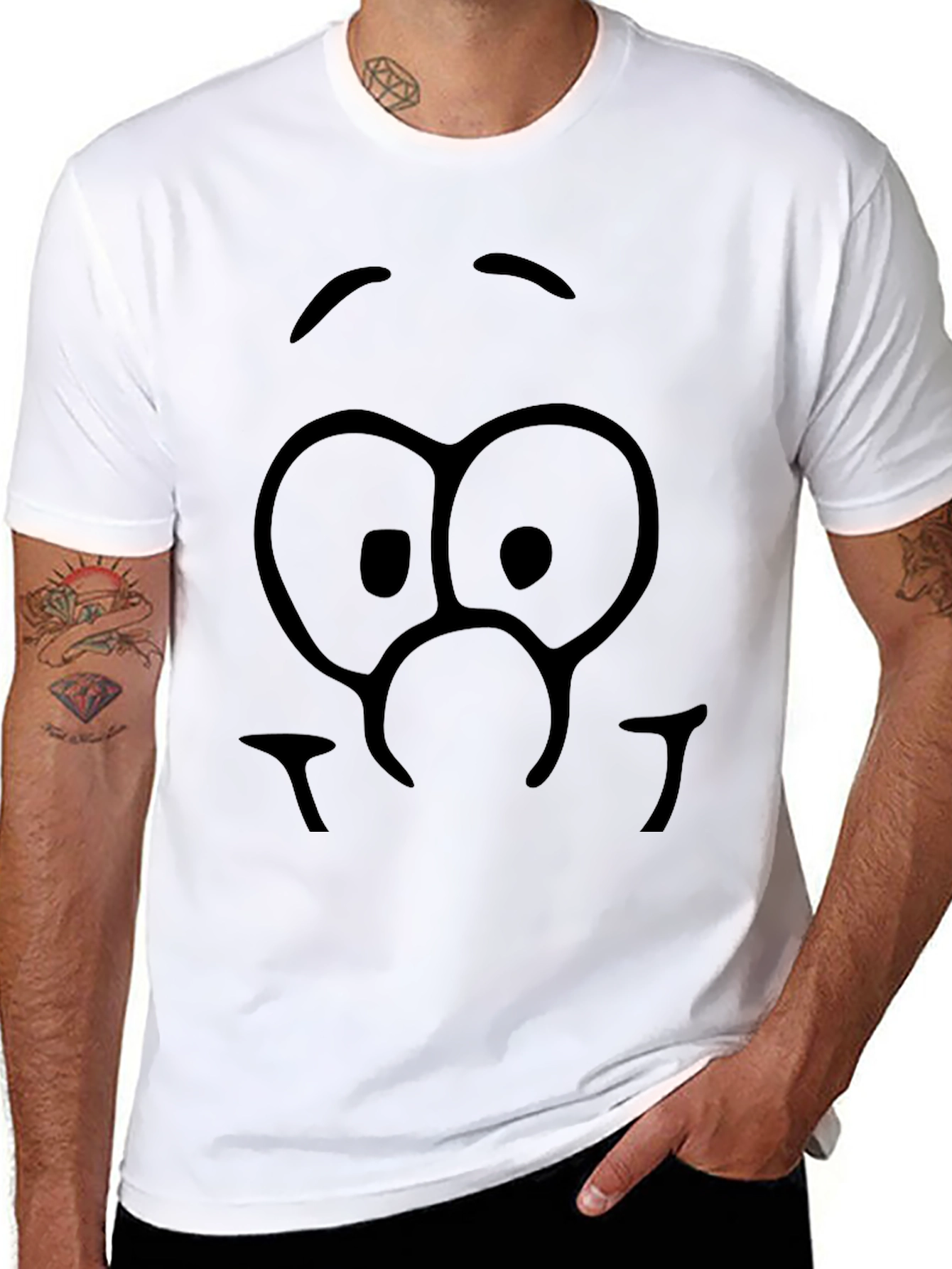 Funny Face Graphic T-Shirt - Unisex Black Tee