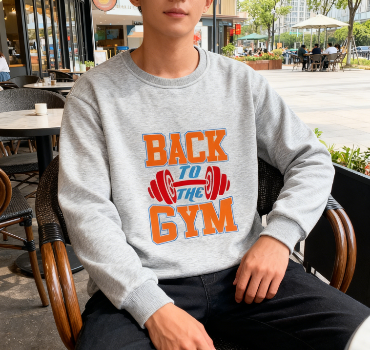 Motivational 'BACK TO THE GYM' Graphic Sweatshirt
