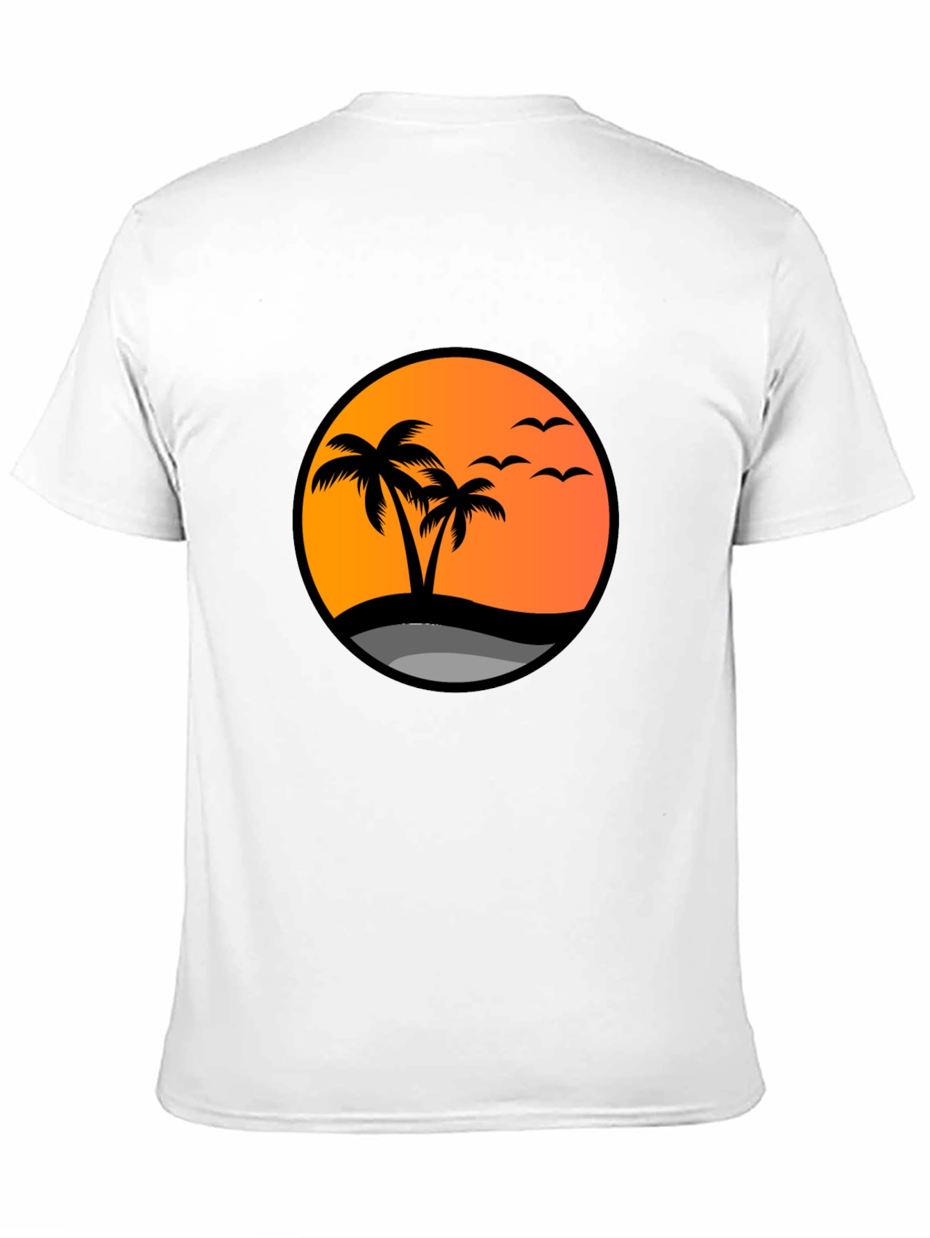 Sunset Palm Tree Graphic Tee - Black