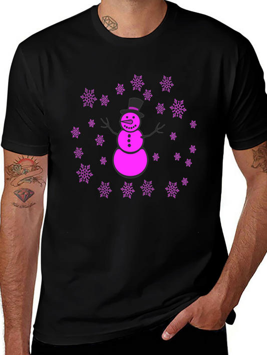 Snowman Snowflake Graphic T-Shirt - Fun Winter Holiday Apparel