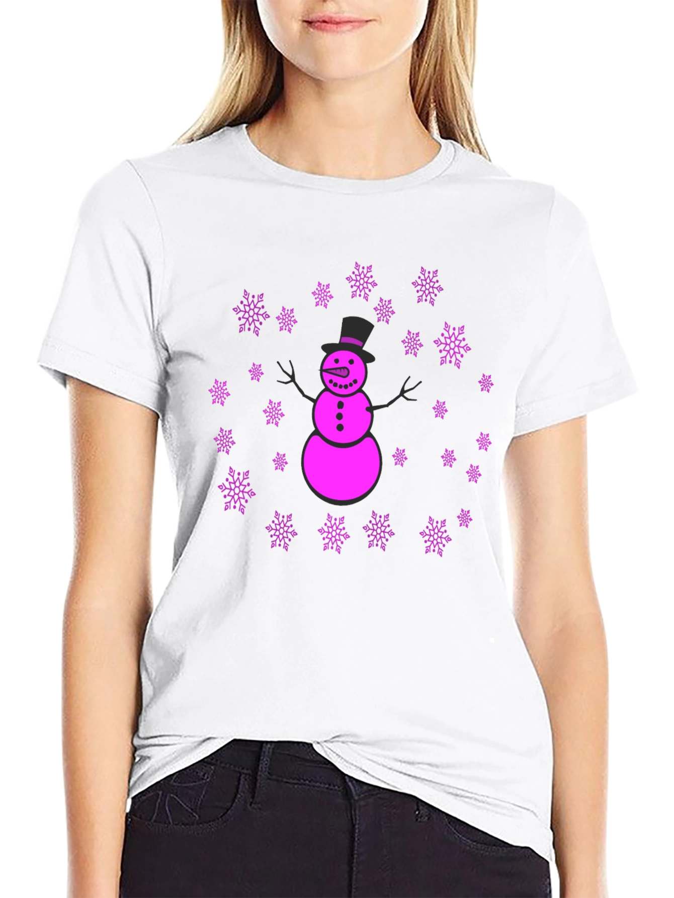 Snowman Snowflake Graphic T-Shirt - Fun Winter Holiday Apparel