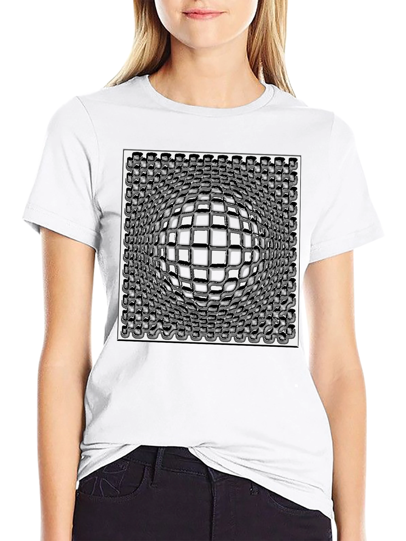 Optical Illusion Checkerboard T-Shirt