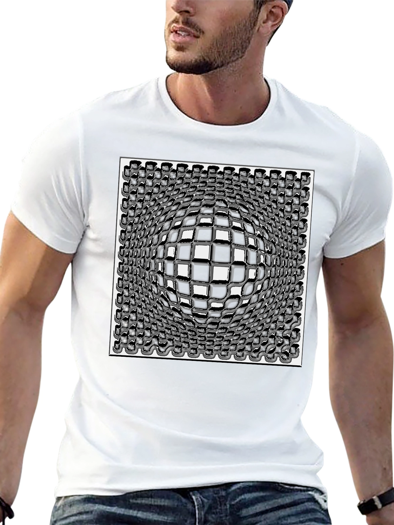 Optical Illusion Checkerboard T-Shirt