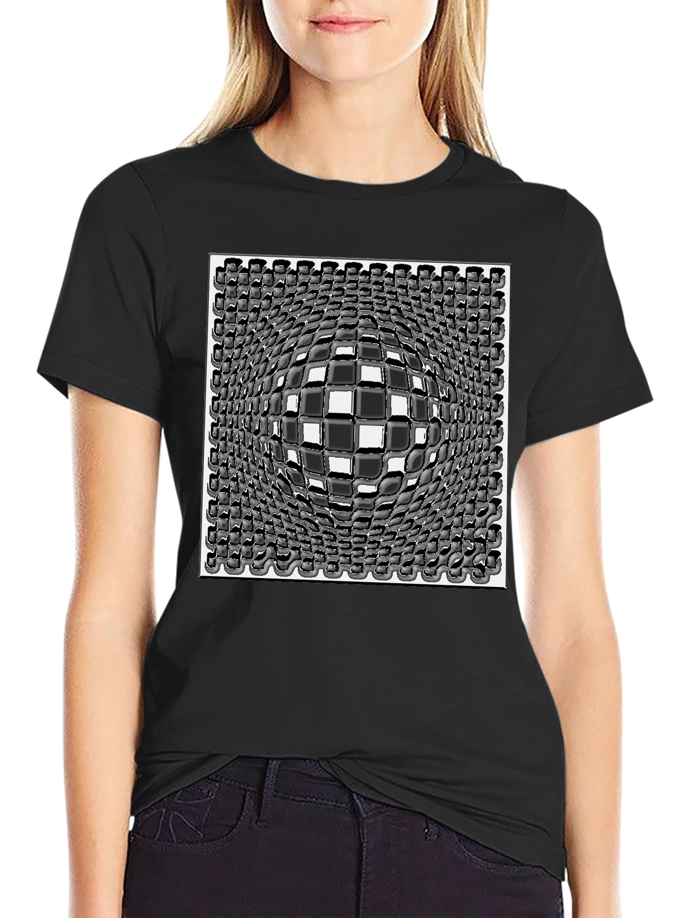 Optical Illusion Checkerboard T-Shirt