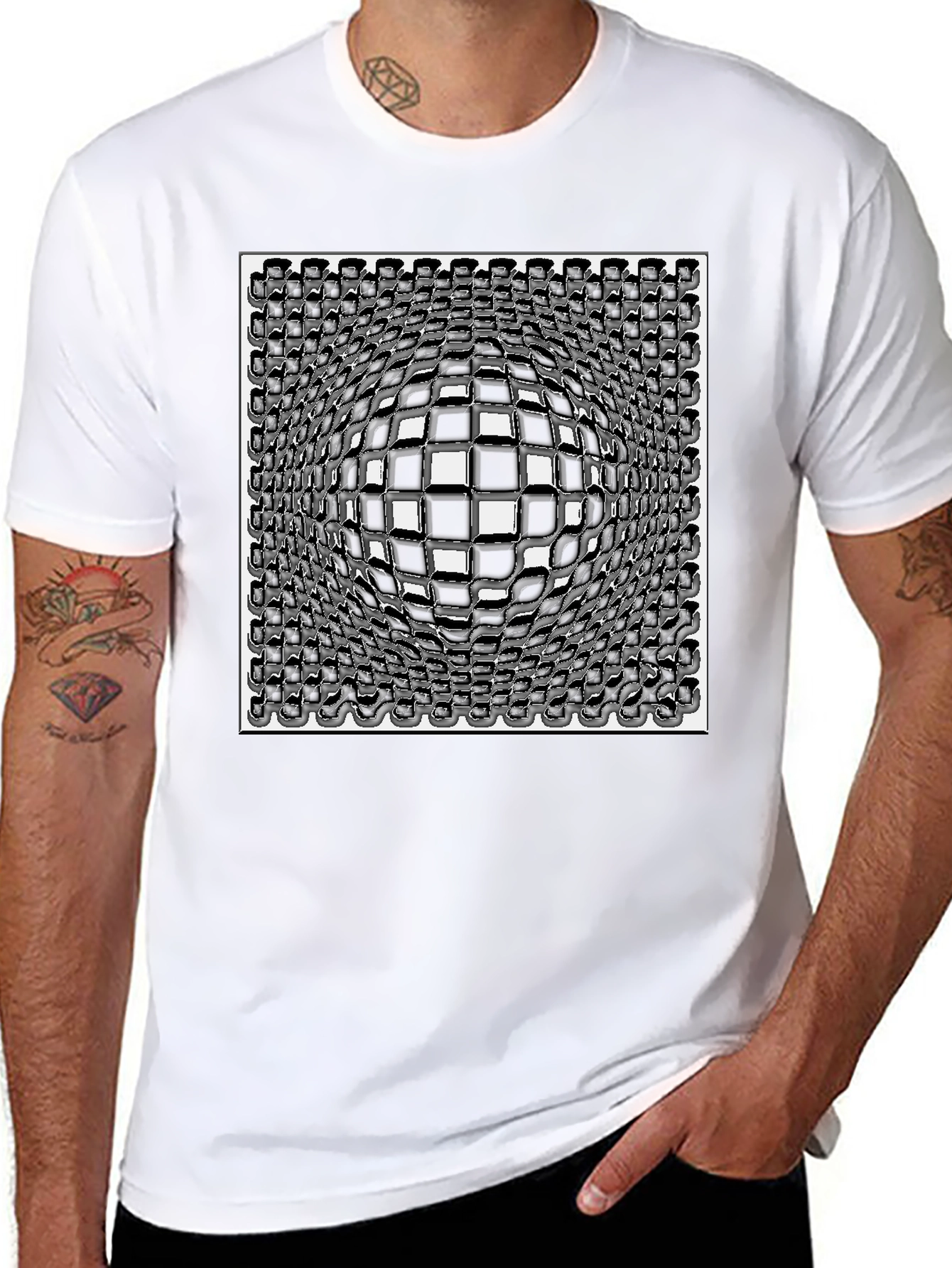 Optical Illusion Checkerboard T-Shirt
