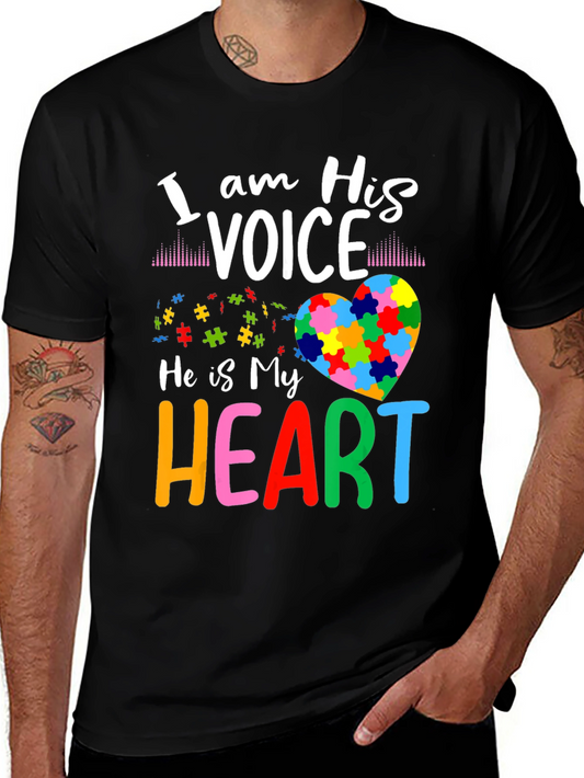 Autism Awareness T-Shirt: I am His Voice He is My Heart