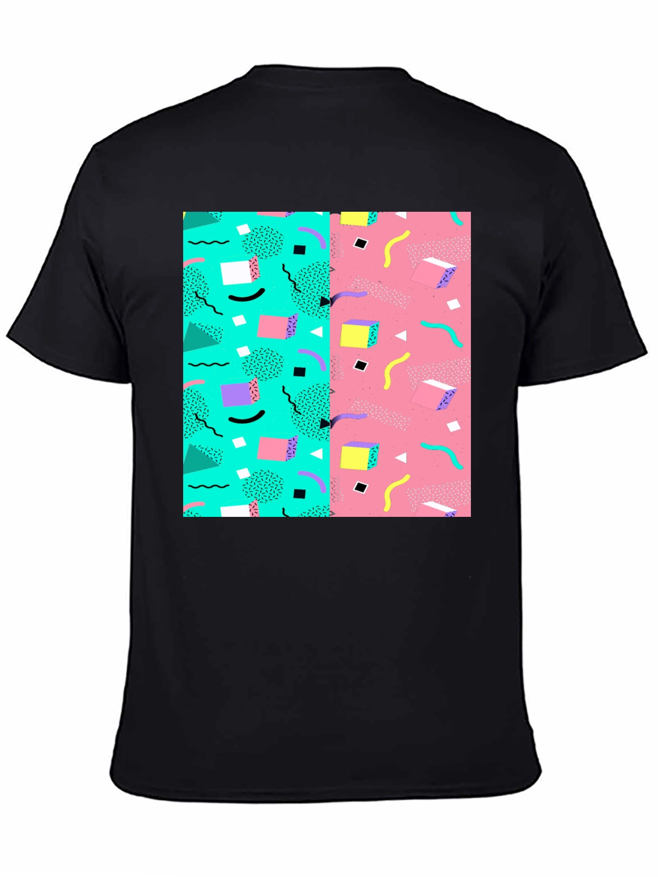 Retro 90s Pattern T-Shirt - Black Cotton Tee