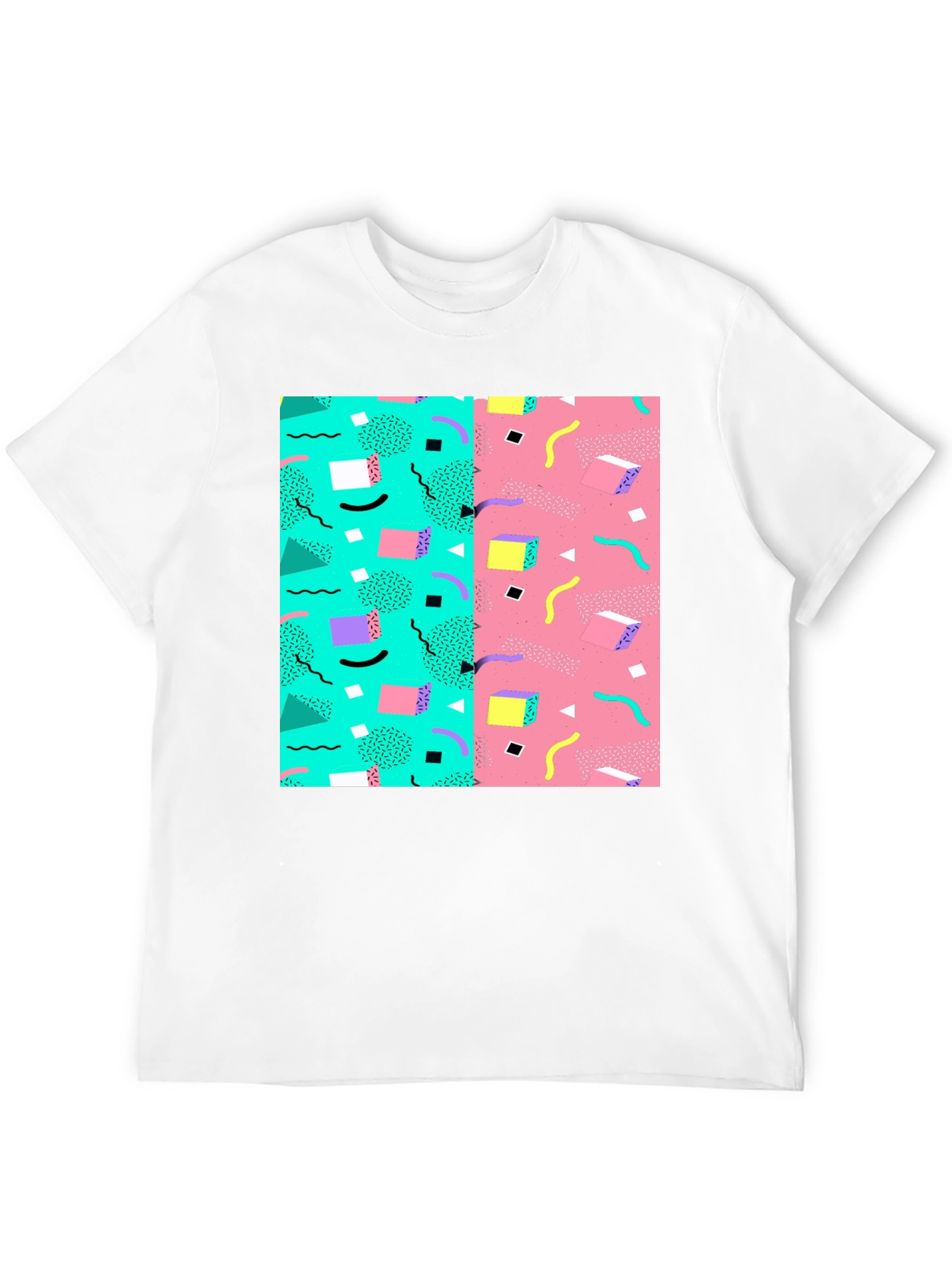 Retro 90s Pattern T-Shirt - Black Cotton Tee