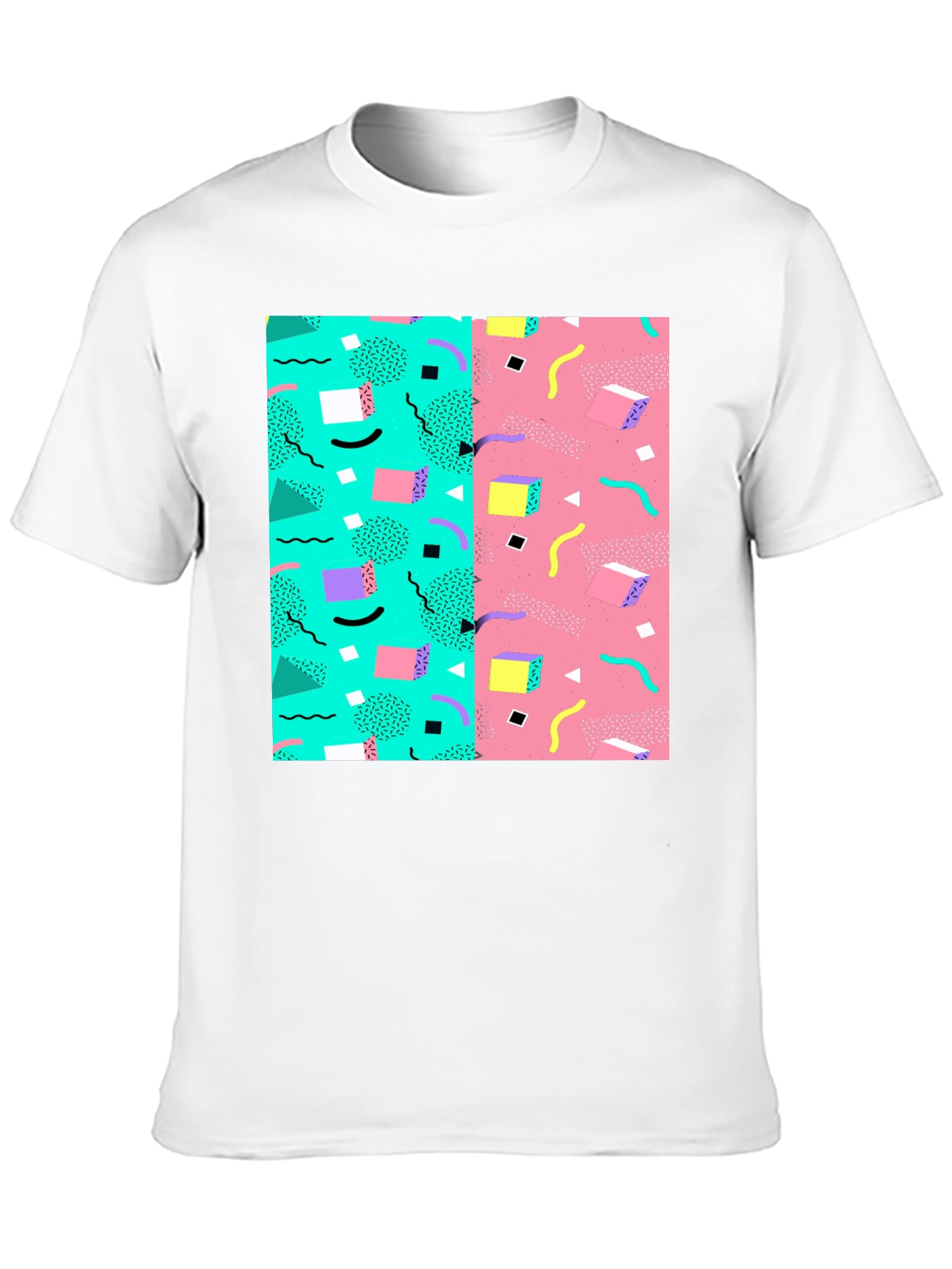 Retro 90s Pattern T-Shirt - Black Cotton Tee