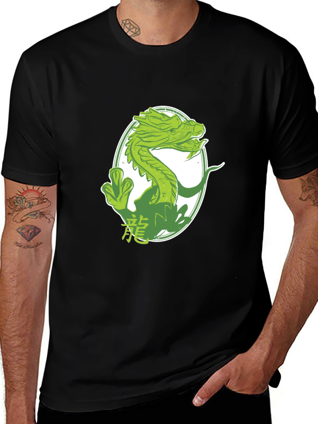 Dragon Graphic Tee - Black Cotton T-Shirt