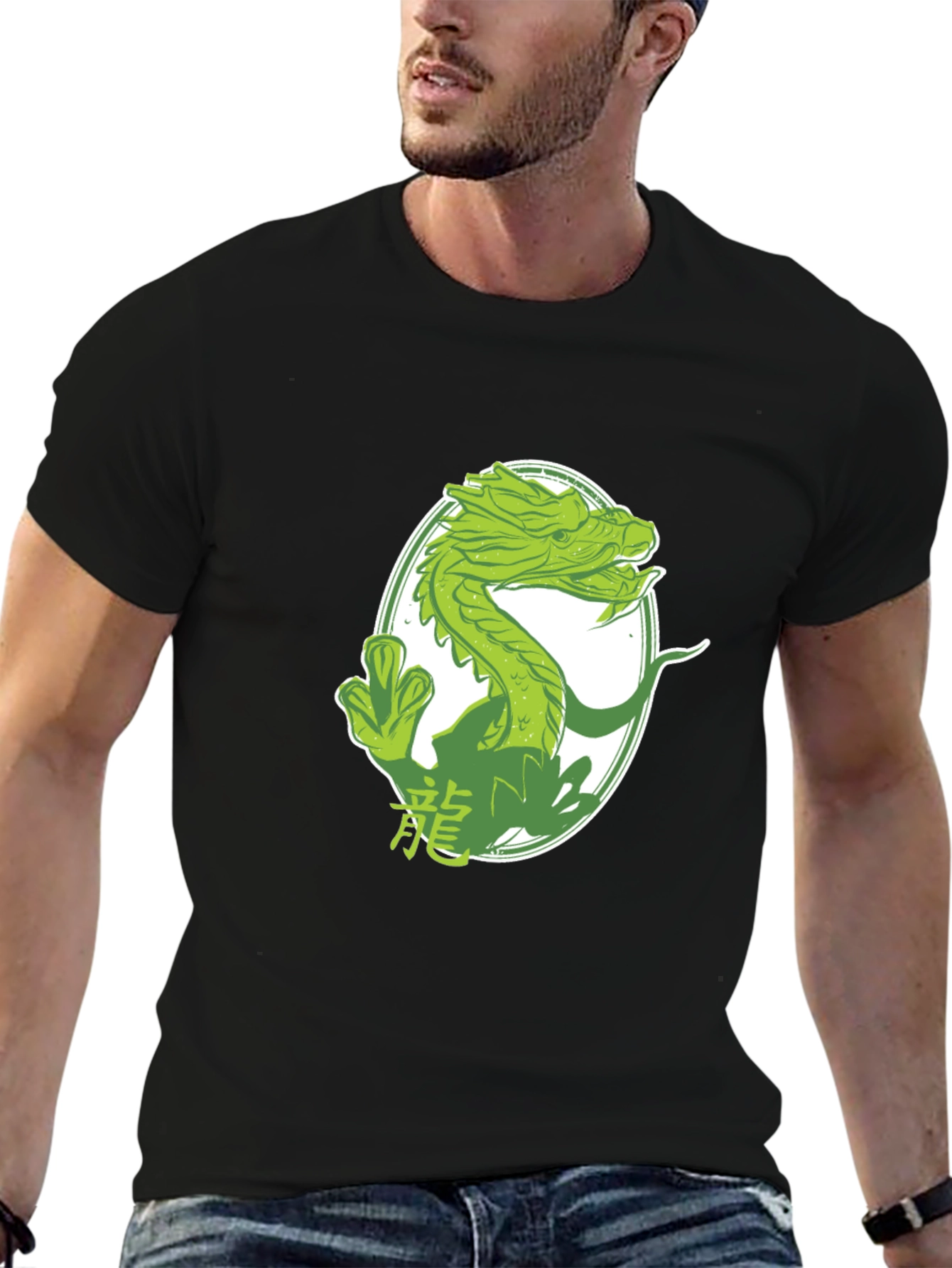 Dragon Graphic Tee - Black Cotton T-Shirt