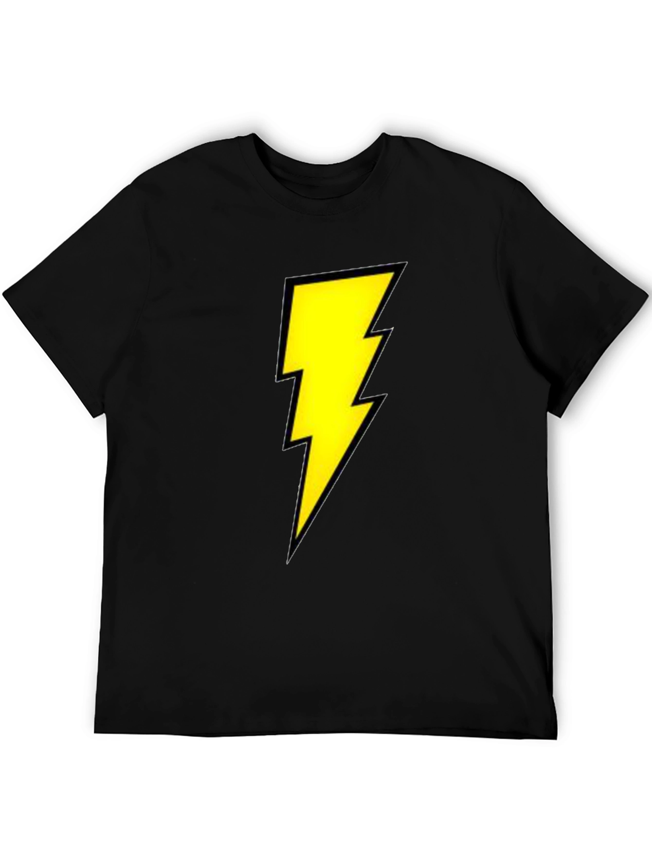 Black T-Shirt with Yellow Lightning Bolt Design