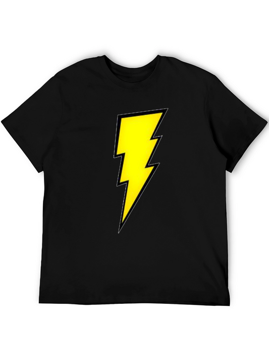 Black T-Shirt with Yellow Lightning Bolt Design