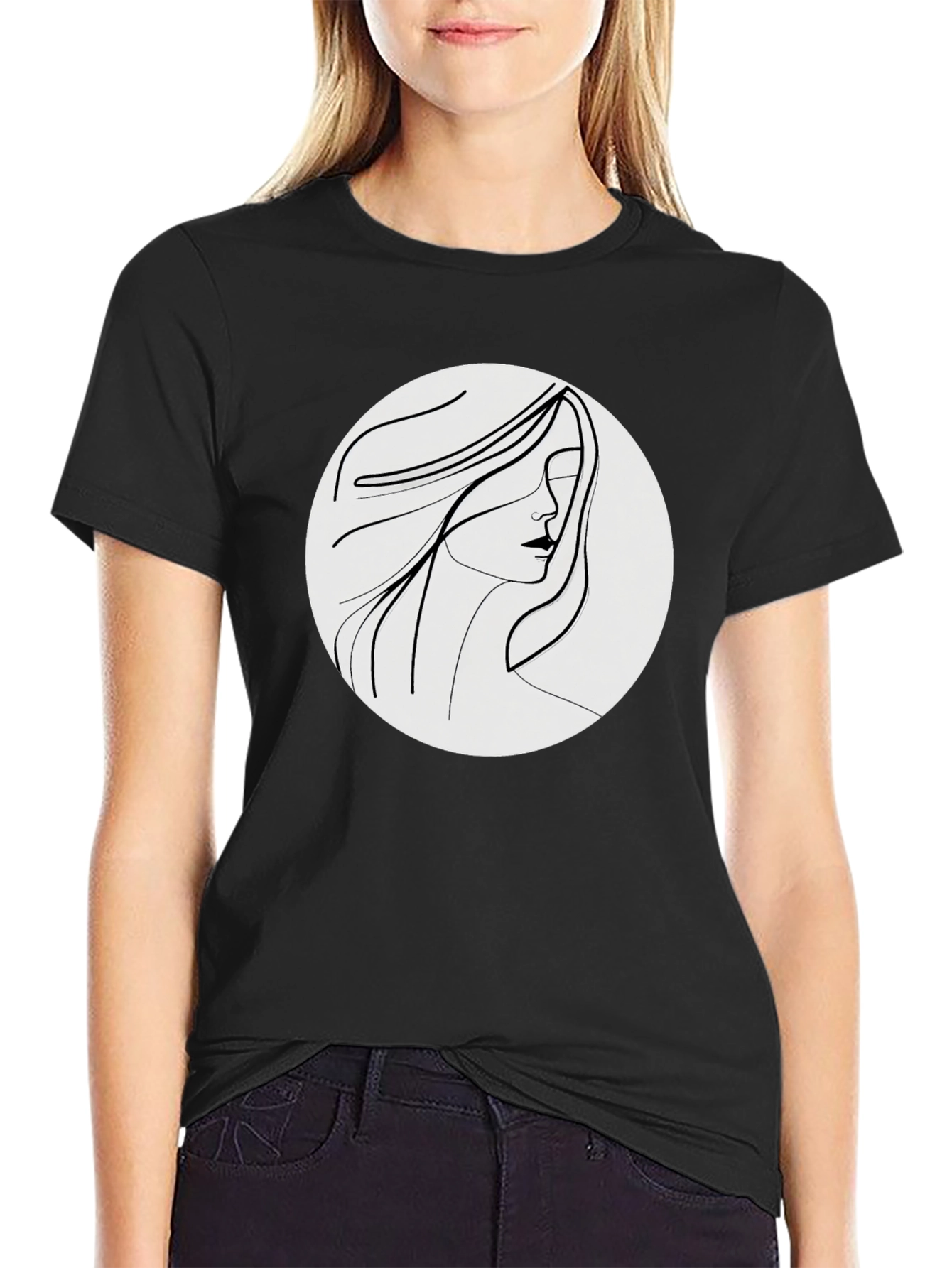 Minimalist Woman Line Art Graphic Tee