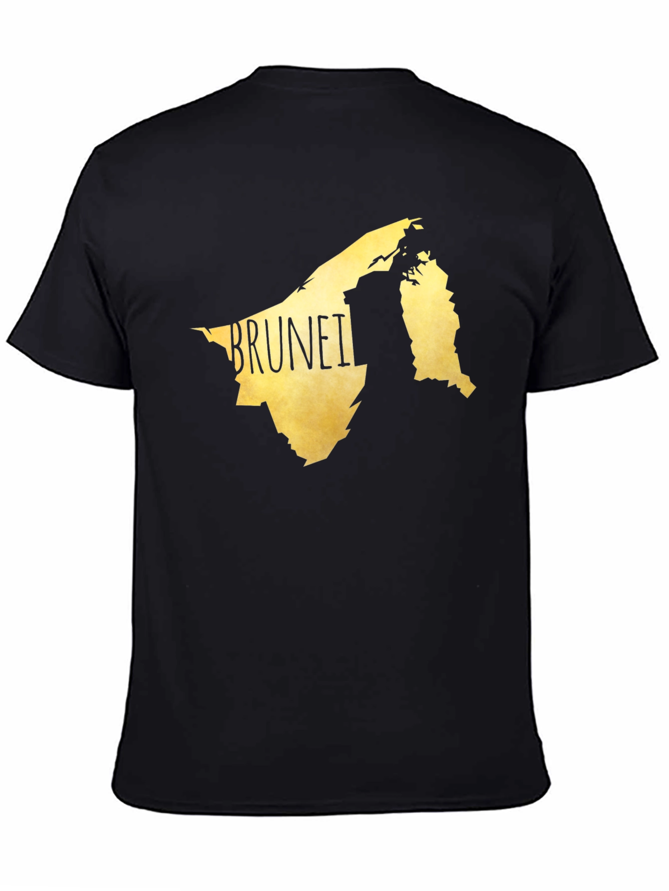 Brunei Map Graphic Tee - Black Cotton Casual T-Shirt