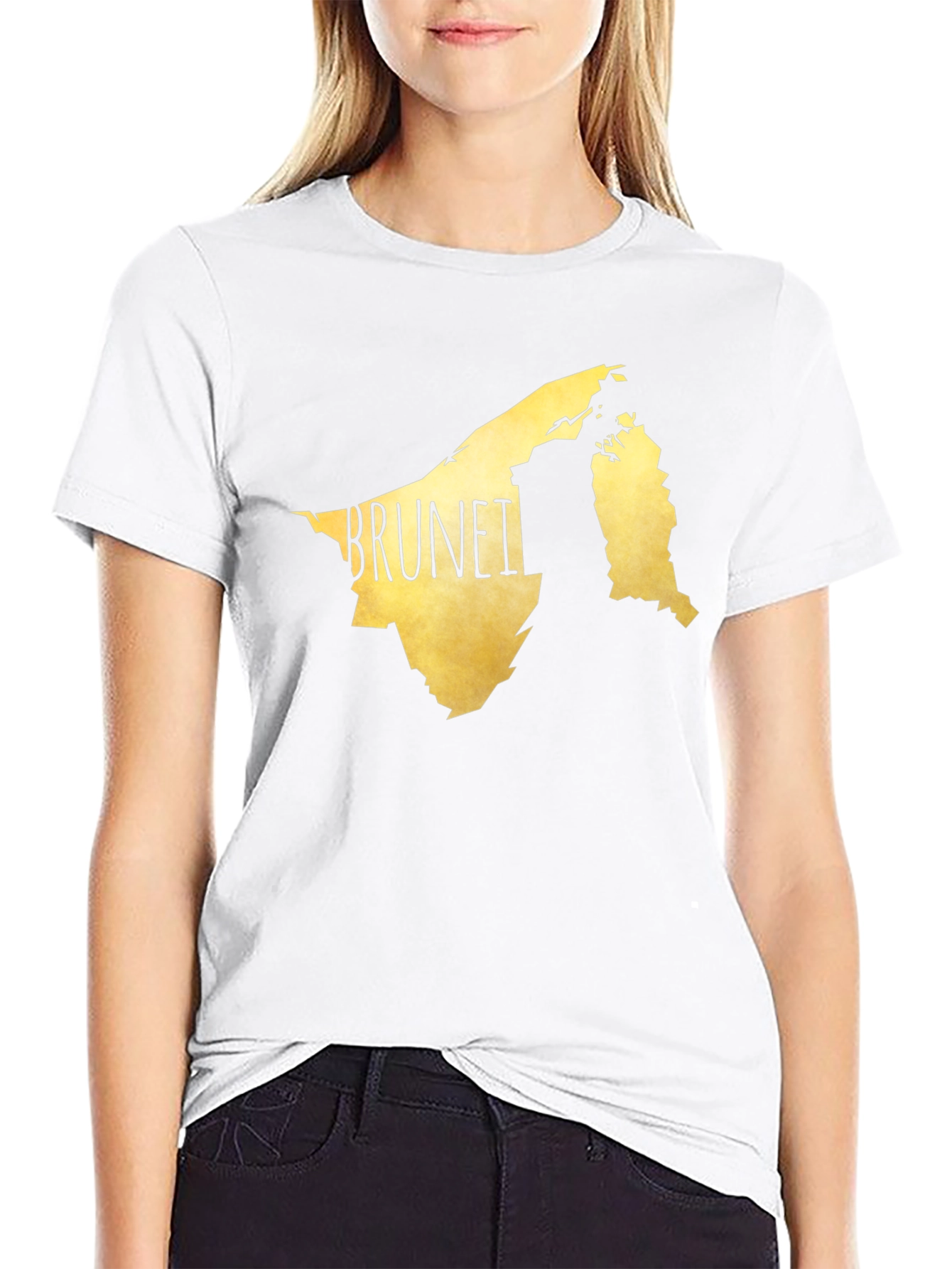 Brunei Map Graphic Tee - Black Cotton Casual T-Shirt