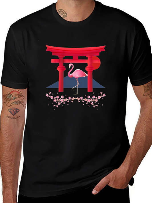 Flamingo Torii Gate Graphic T-Shirt