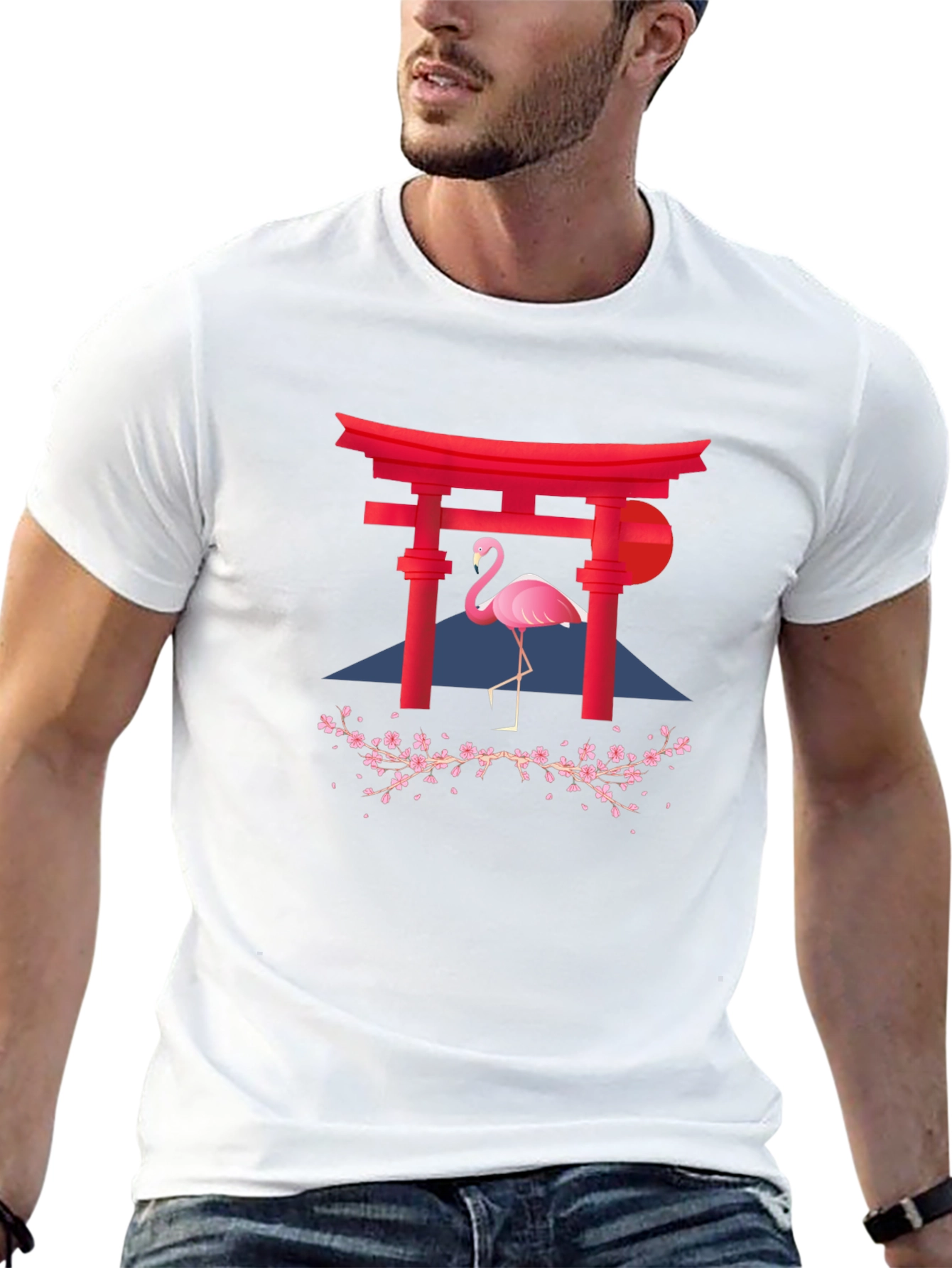 Flamingo Torii Gate Graphic T-Shirt