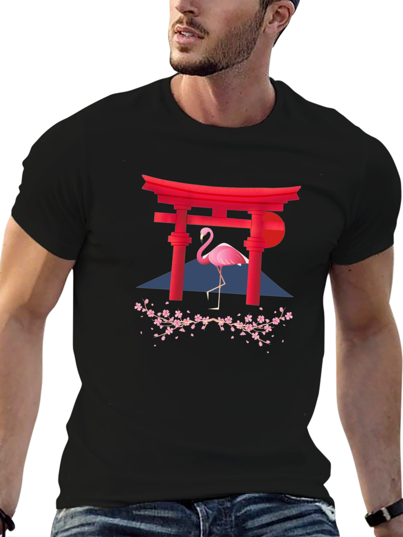 Flamingo Torii Gate Graphic T-Shirt