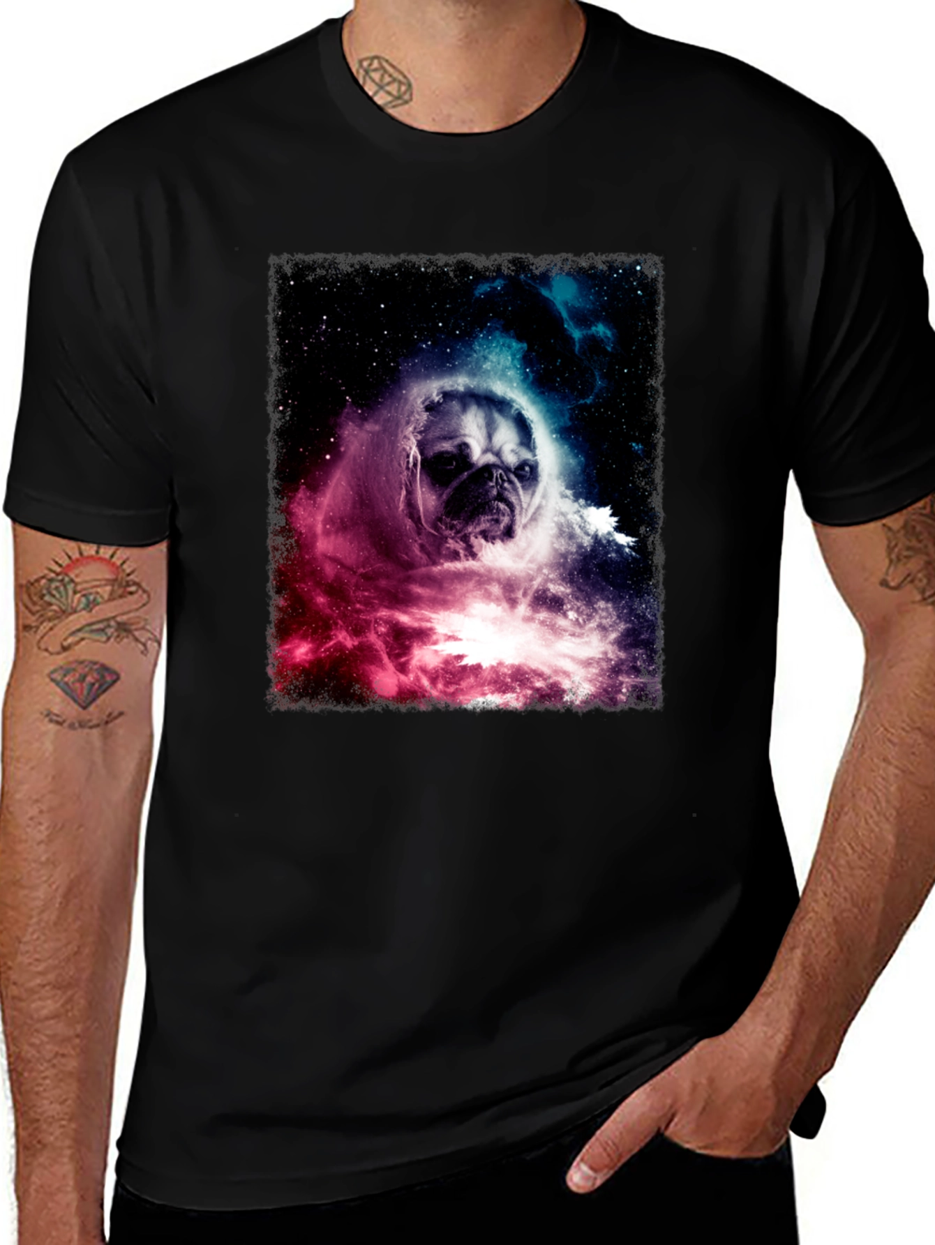 Space Pug Graphic T-Shirt - Galaxy Dog Tee
