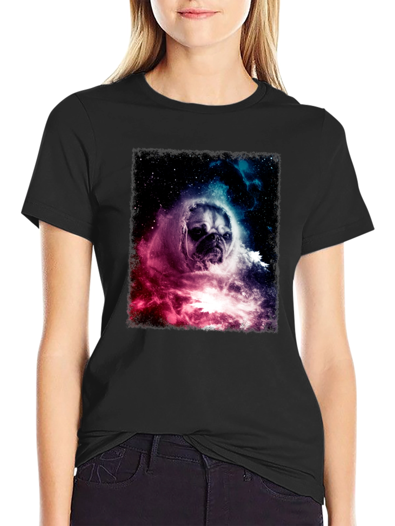 Space Pug Graphic T-Shirt - Galaxy Dog Tee