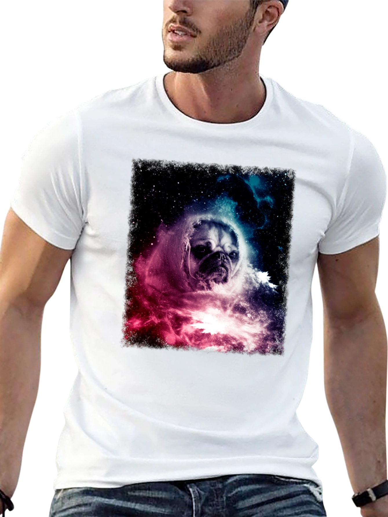 Space Pug Graphic T-Shirt - Galaxy Dog Tee