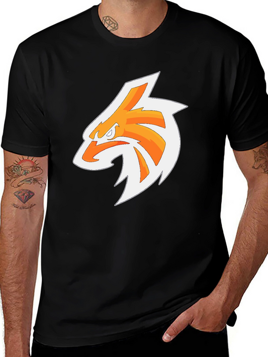 Mens Black T-Shirt with Orange Eagle Graphic