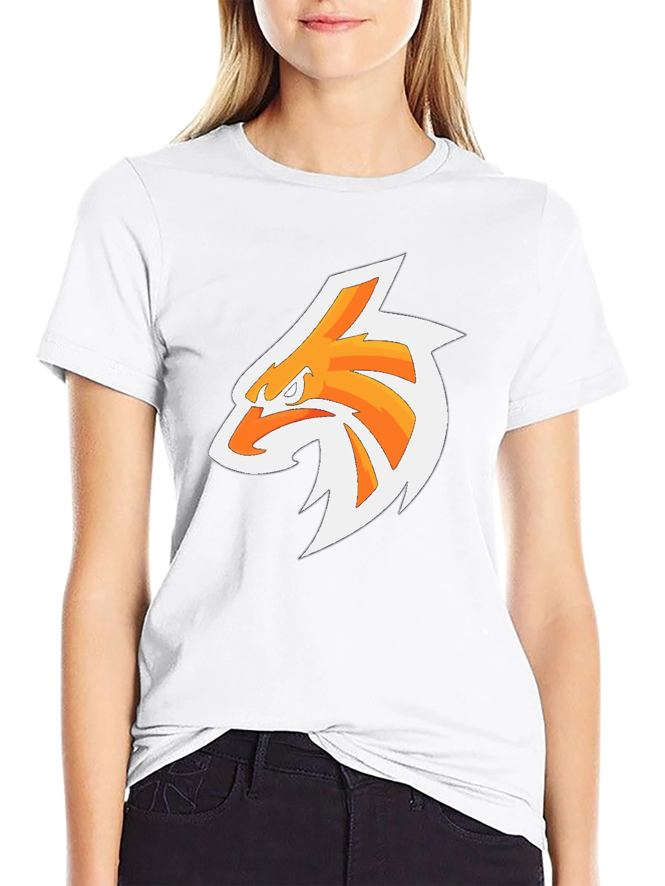 Mens Black T-Shirt with Orange Eagle Graphic