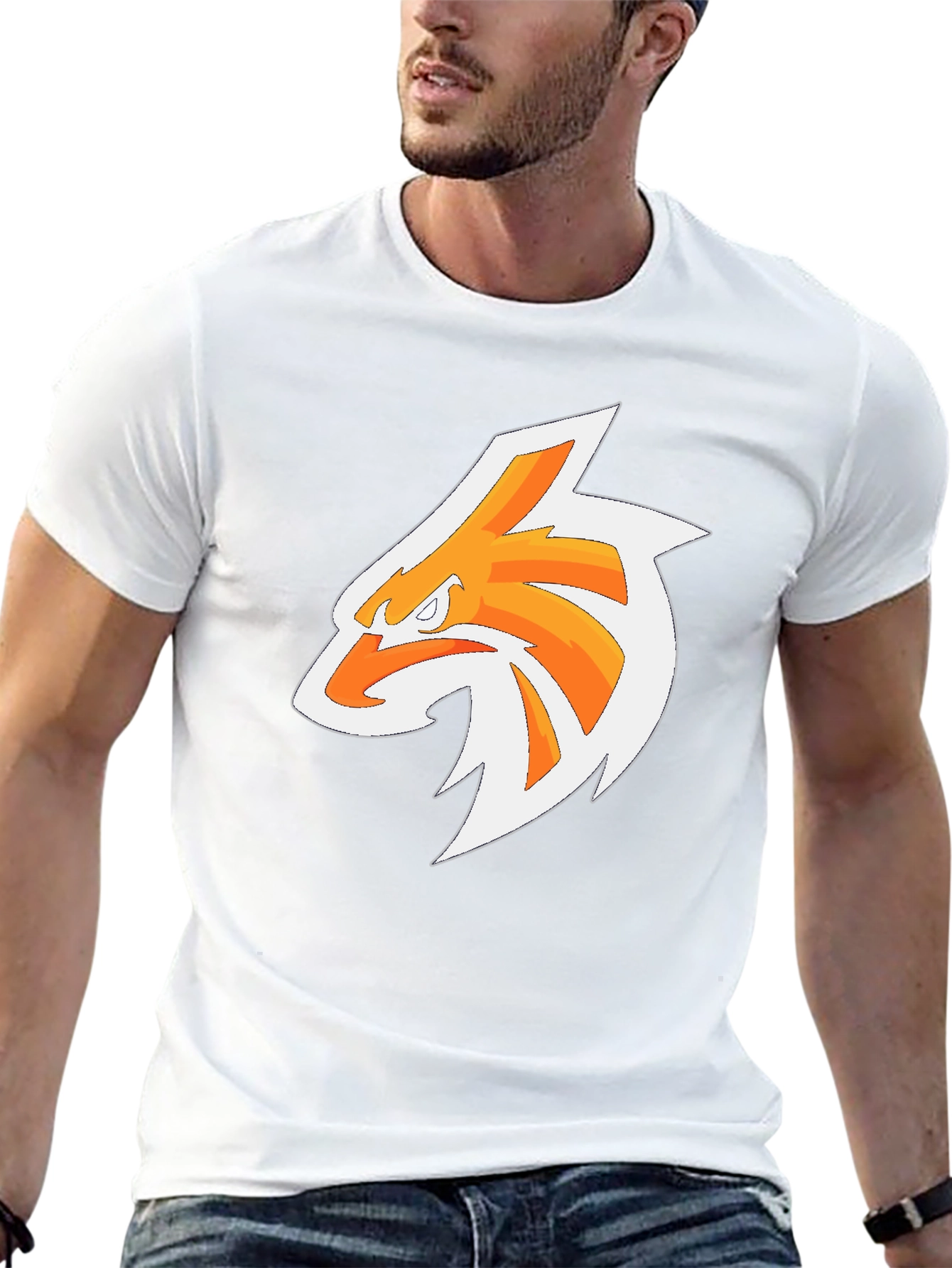Mens Black T-Shirt with Orange Eagle Graphic
