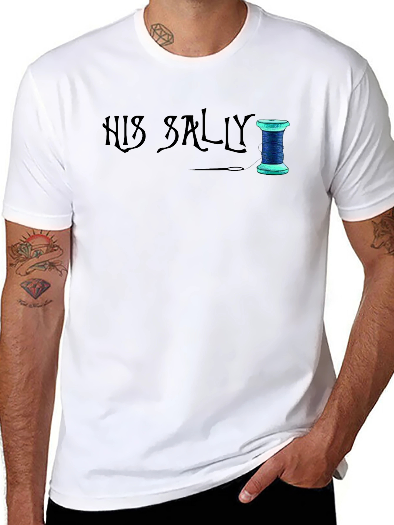 His Sally Sewing Thread T-Shirt - Black