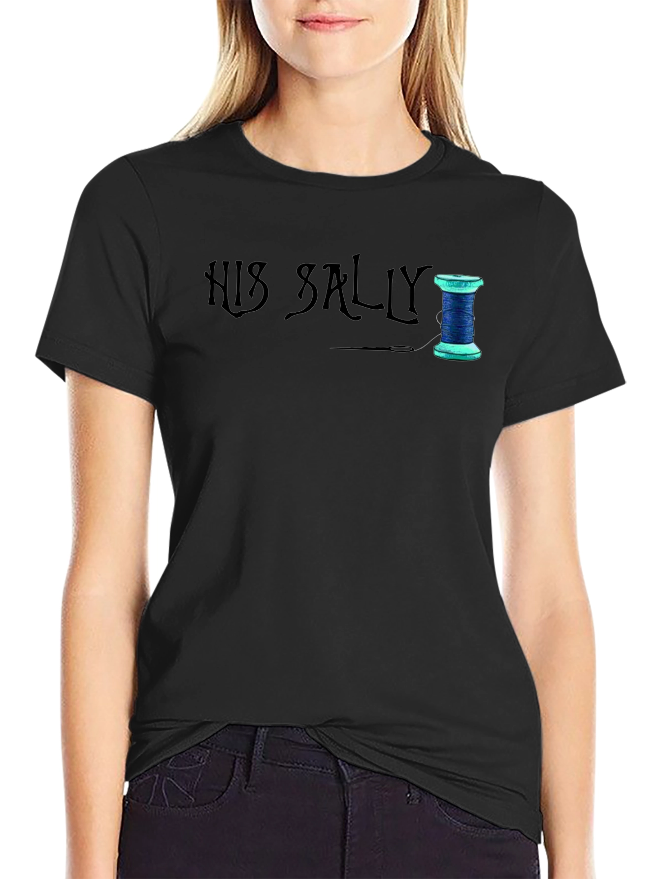 His Sally Sewing Thread T-Shirt - Black